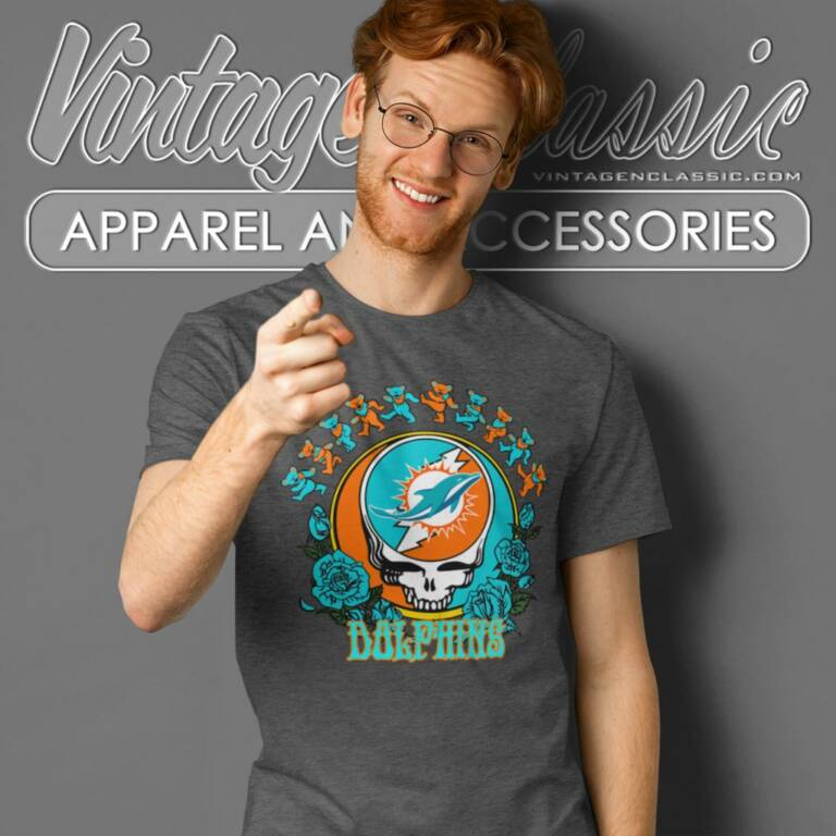 Miami Dolphins Grateful Dead Roses Dancing Bears T Shirt Miami Dolphins Grateful Dead Roses Dancing Bears T Shirt