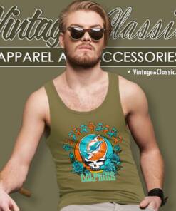 Miami Dolphins Grateful Dead Roses Dancing Bears Tank Top Racerback