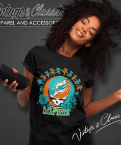 0miami Dolphins Grateful Dead Roses Dancing Bears Women T Shirt