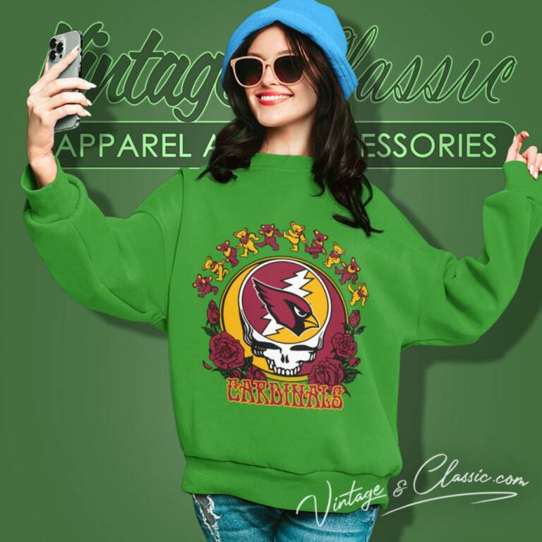 Arizona Cardinals Grateful Dead Roses Dancing Bears Sweatshirt Arizona Cardinals Grateful Dead Roses Dancing Bears Sweatshirt