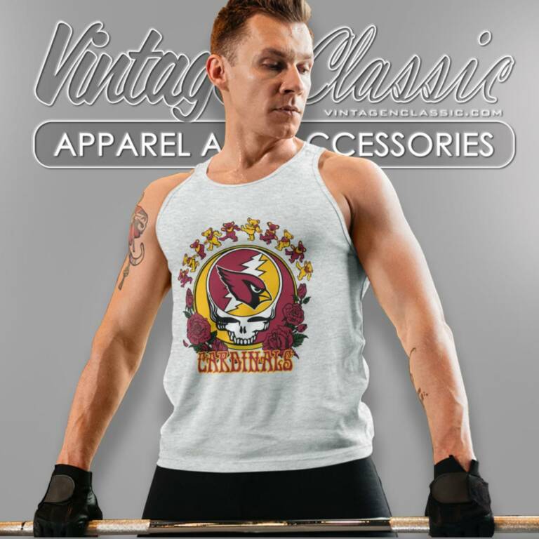 Arizona Cardinals Grateful Dead Roses Dancing Bears Tank Top Racerback Arizona Cardinals Grateful Dead Roses Dancing Bears Tank Top Racerback
