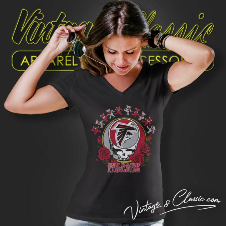 Atlanta Falcons Grateful Dead Roses Dancing Bears V Neck TShirt Atlanta Falcons Grateful Dead Roses Dancing Bears V Neck TShirt