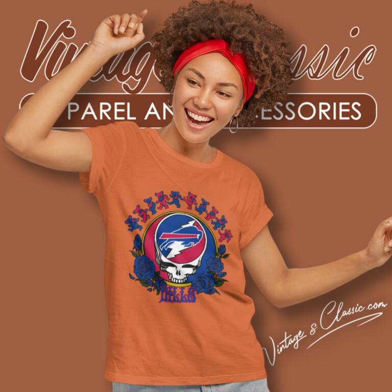 Buffalo Bills Grateful Dead Roses Dancing Bears Women T Shirt Buffalo Bills Grateful Dead Roses Dancing Bears Women T Shirt