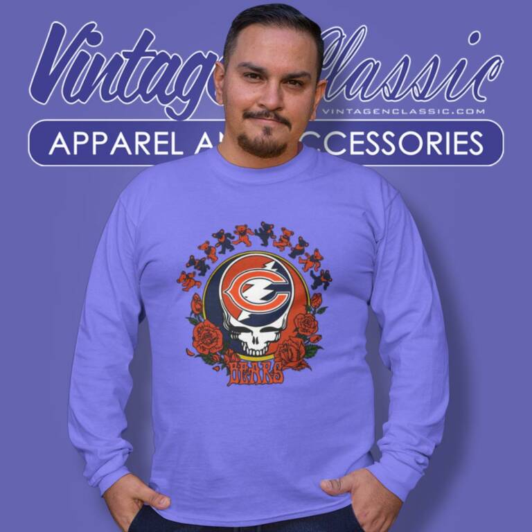 Chicago Bears Grateful Dead Roses Dancing Bears Long Sleeve Tee Chicago Bears Grateful Dead Roses Dancing Bears Long Sleeve Tee
