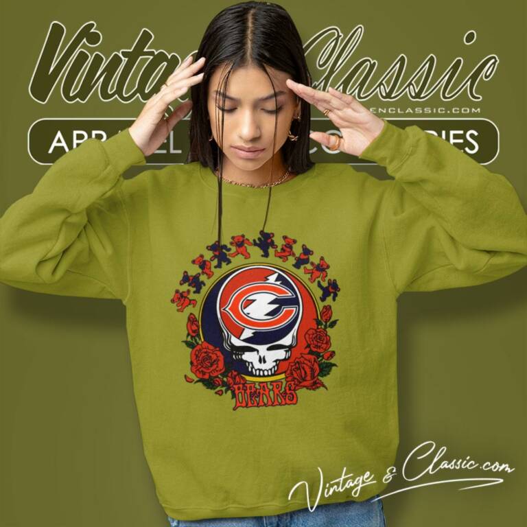 Chicago Bears Grateful Dead Roses Dancing Bears Sweatshirt Chicago Bears Grateful Dead Roses Dancing Bears Sweatshirt
