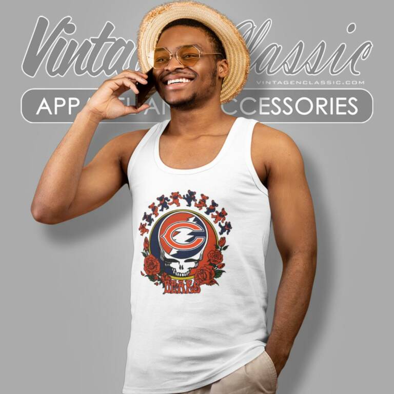 Chicago Bears Grateful Dead Roses Dancing Bears Tank Top Racerback Chicago Bears Grateful Dead Roses Dancing Bears Tank Top Racerback