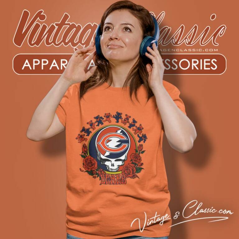 Chicago Bears Grateful Dead Roses Dancing Bears Women T Shirt Chicago Bears Grateful Dead Roses Dancing Bears Women T Shirt