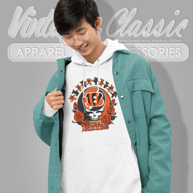 Cincinnati Bengals Grateful Dead Roses Dancing Bears Hoodie Cincinnati Bengals Grateful Dead Roses Dancing Bears Hoodie