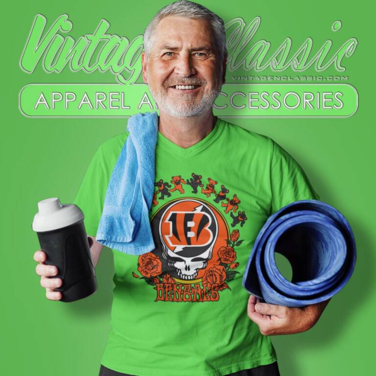 Cincinnati Bengals Grateful Dead Roses Dancing Bears V Neck TShirt Cincinnati Bengals Grateful Dead Roses Dancing Bears V Neck TShirt