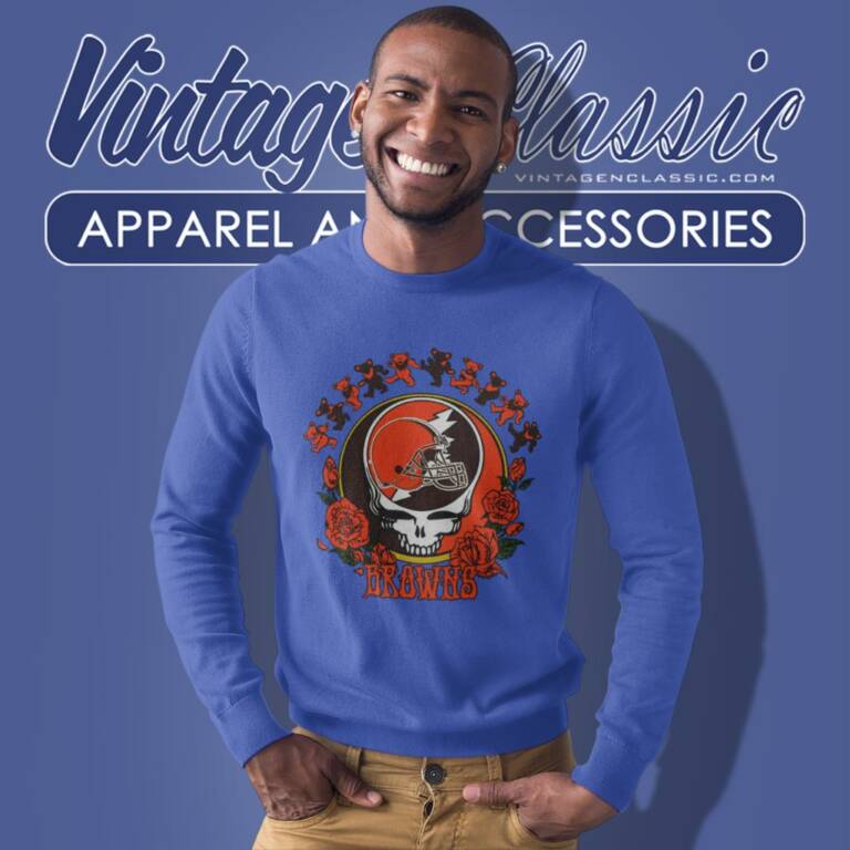 Cleveland Browns Grateful Dead Roses Dancing Bears Sweatshirt Cleveland Browns Grateful Dead Roses Dancing Bears Sweatshirt