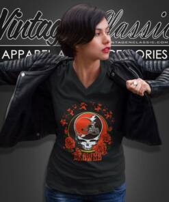 Cleveland Browns Grateful Dead Roses Dancing Bears V Neck TShirt