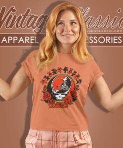 Cleveland Browns Grateful Dead Roses Dancing Bears Women T Shirt