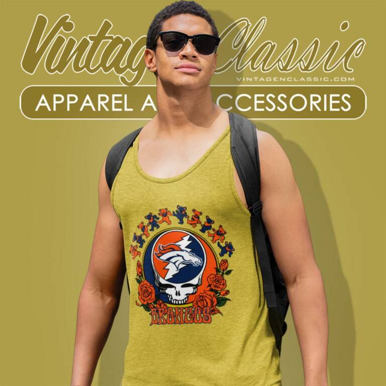 Denver Broncos Grateful Dead Roses Dancing Bears Tank Top Racerback Denver Broncos Grateful Dead Roses Dancing Bears Tank Top Racerback