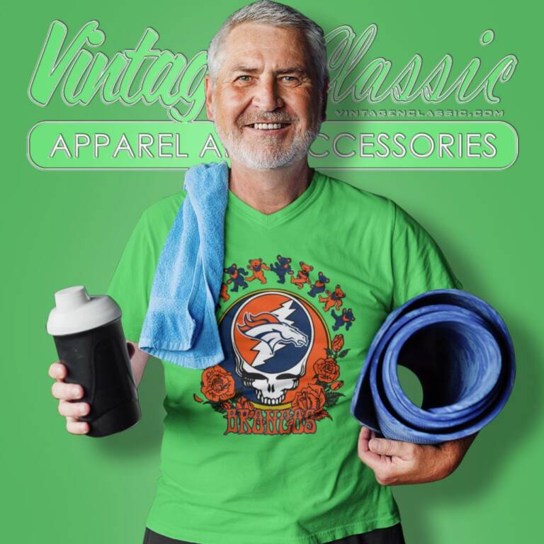 Denver Broncos Grateful Dead Roses Dancing Bears V Neck TShirt Denver Broncos Grateful Dead Roses Dancing Bears V Neck TShirt