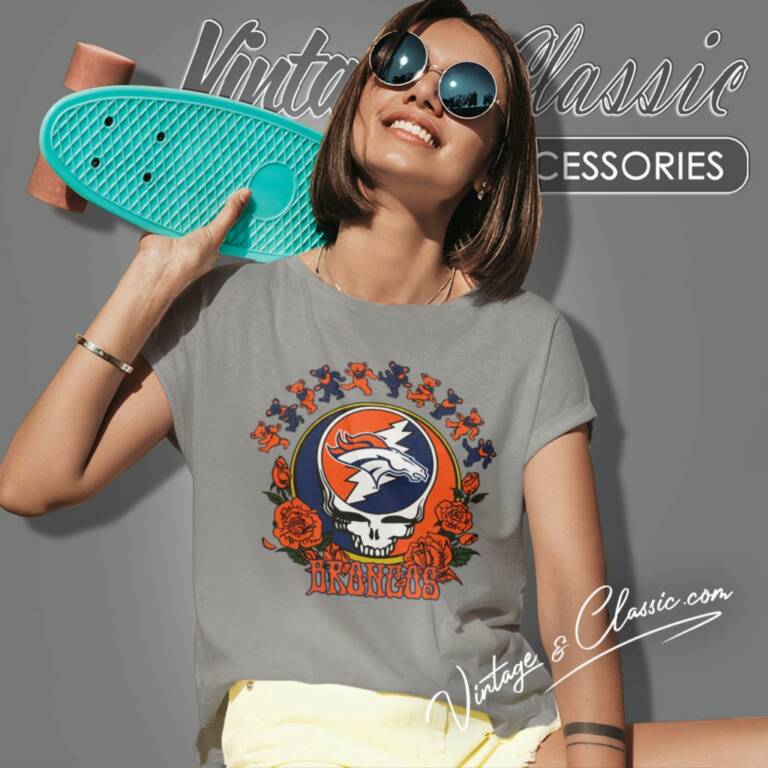 Denver Broncos Grateful Dead Roses Dancing Bears Women T Shirt Denver Broncos Grateful Dead Roses Dancing Bears Women T Shirt