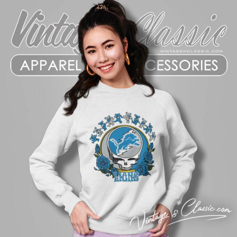 Detroit Lions Grateful Dead Roses Dancing Bears Sweatshirt Detroit Lions Grateful Dead Roses Dancing Bears Sweatshirt