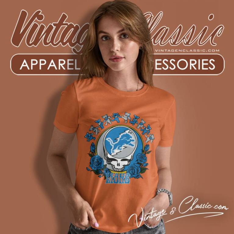 Detroit Lions Grateful Dead Roses Dancing Bears Women T Shirt Detroit Lions Grateful Dead Roses Dancing Bears Women T Shirt