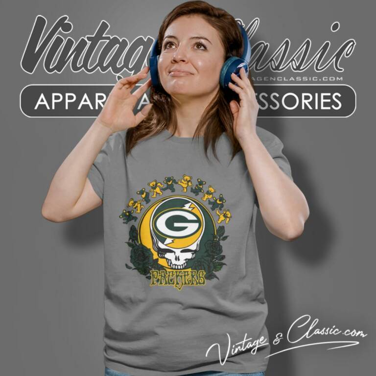 Green Bay Packers Grateful Dead Roses Dancing Bears Women T Shirt Green Bay Packers Grateful Dead Roses Dancing Bears Women T Shirt