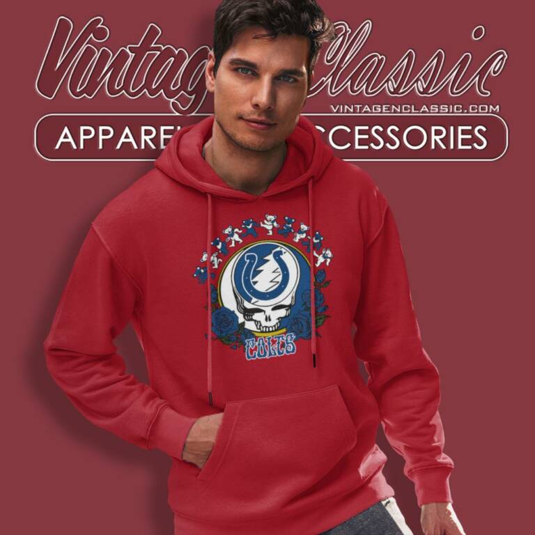 Indianapolis Colts Grateful Dead Roses Dancing Bears Hoodie Indianapolis Colts Grateful Dead Roses Dancing Bears Hoodie