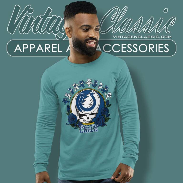Indianapolis Colts Grateful Dead Roses Dancing Bears Long Sleeve Tee Indianapolis Colts Grateful Dead Roses Dancing Bears Long Sleeve Tee