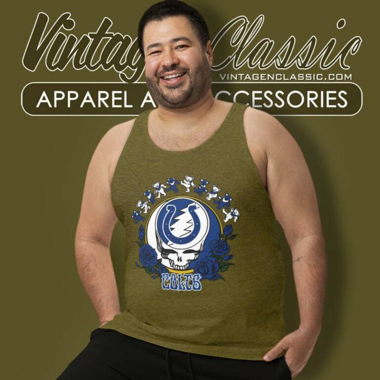 Indianapolis Colts Grateful Dead Roses Dancing Bears Tank Top Racerback Indianapolis Colts Grateful Dead Roses Dancing Bears Tank Top Racerback