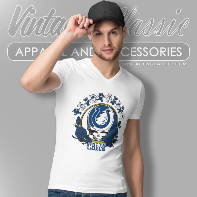 Indianapolis Colts Grateful Dead Roses Dancing Bears V Neck TShirt Indianapolis Colts Grateful Dead Roses Dancing Bears V Neck TShirt