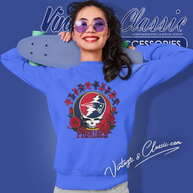 New England Patriots Grateful Dead Roses Dancing Bears Sweatshirt New England Patriots Grateful Dead Roses Dancing Bears Sweatshirt