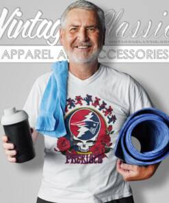 New England Patriots Grateful Dead Roses Dancing Bears V Neck TShirt