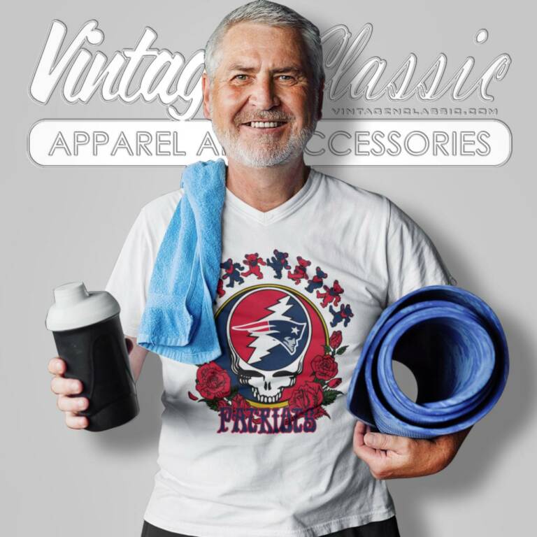 New England Patriots Grateful Dead Roses Dancing Bears V Neck TShirt New England Patriots Grateful Dead Roses Dancing Bears V Neck TShirt