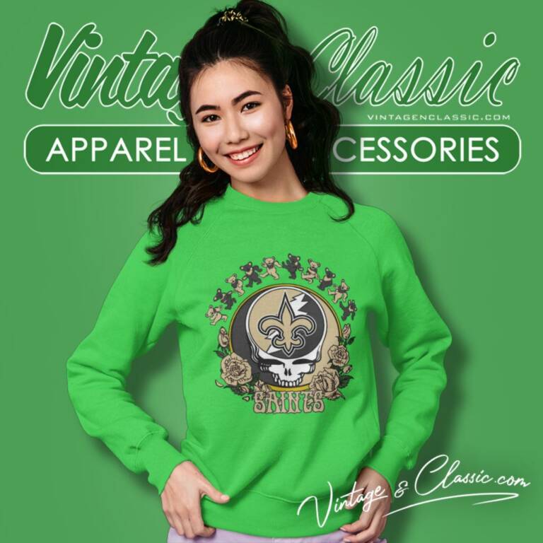 New Orleans Saints Grateful Dead Roses Dancing Bears Sweatshirt New Orleans Saints Grateful Dead Roses Dancing Bears Sweatshirt