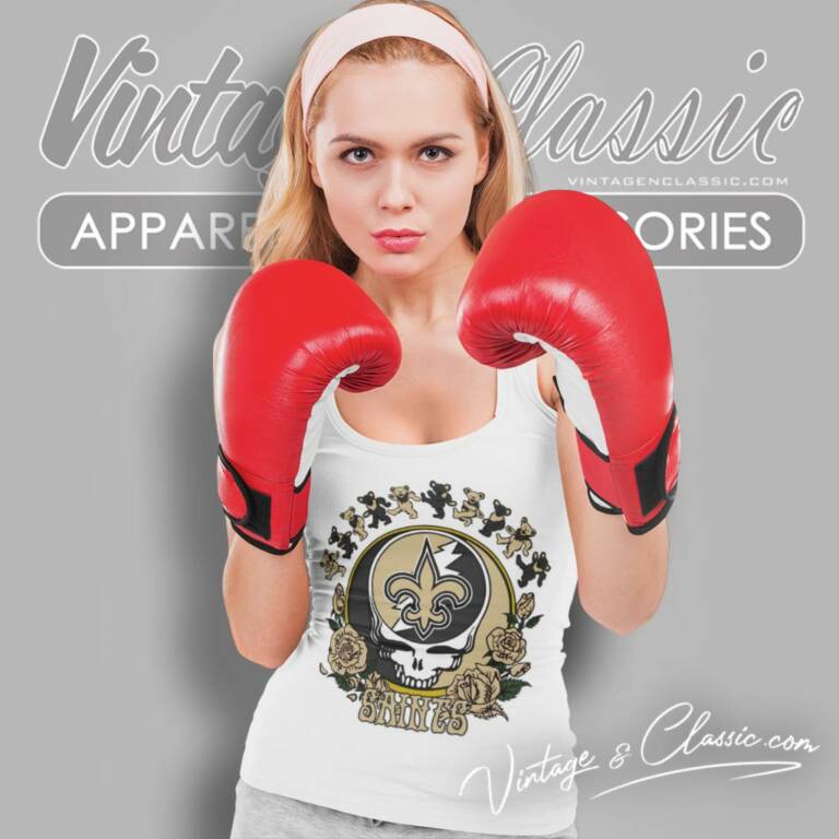 New Orleans Saints Grateful Dead Roses Dancing Bears Tank Top Racerback New Orleans Saints Grateful Dead Roses Dancing Bears Tank Top Racerback