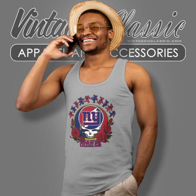 New York Giants Grateful Dead Roses Dancing Bears Tank Top Racerback New York Giants Grateful Dead Roses Dancing Bears Tank Top Racerback