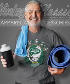 New York Jets Grateful Dead Roses Dancing Bears V Neck TShirt