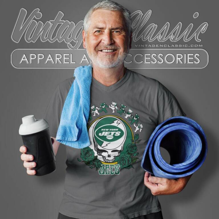 New York Jets Grateful Dead Roses Dancing Bears V Neck TShirt New York Jets Grateful Dead Roses Dancing Bears V Neck TShirt
