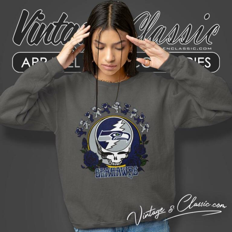 Seattle Seahawks Grateful Dead Roses Dancing Bears Sweatshirt Seattle Seahawks Grateful Dead Roses Dancing Bears Sweatshirt