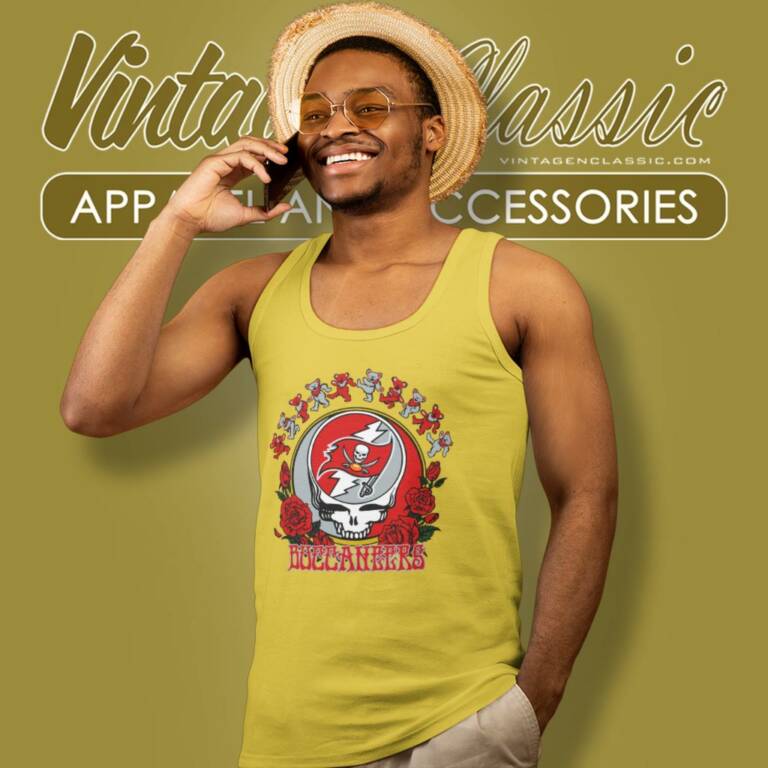 Tampa Bay Buccaneers Grateful Dead Roses Dancing Bears Tank Top Racerback Tampa Bay Buccaneers Grateful Dead Roses Dancing Bears Tank Top Racerback