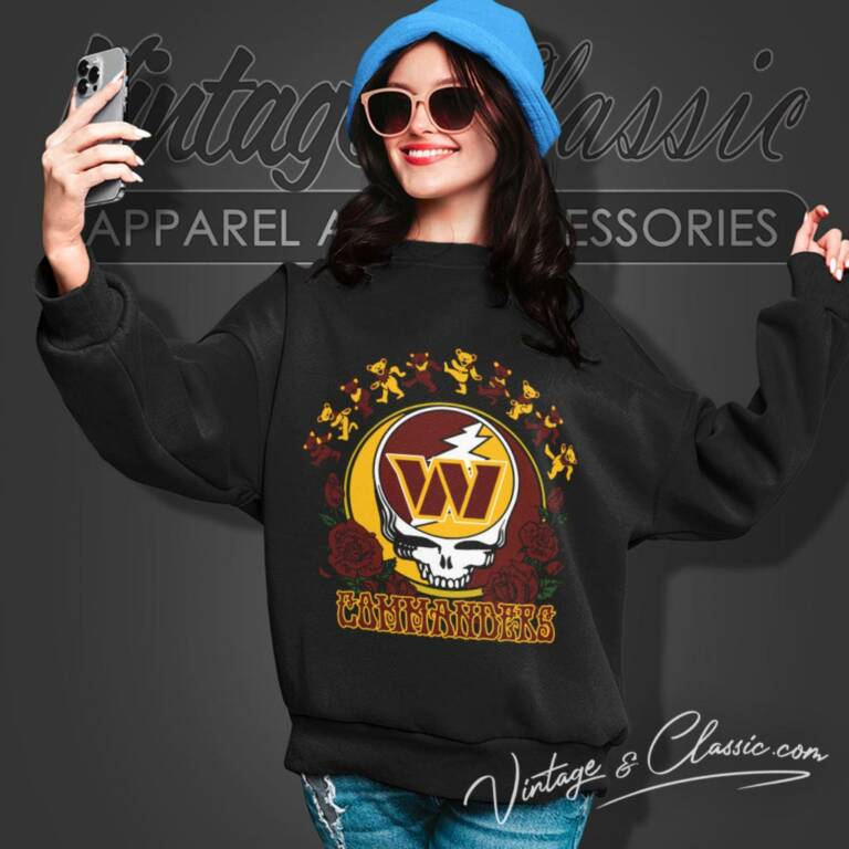 Washington Commanders Grateful Dead Roses Dancing Bears Sweatshirt Washington Commanders Grateful Dead Roses Dancing Bears Sweatshirt