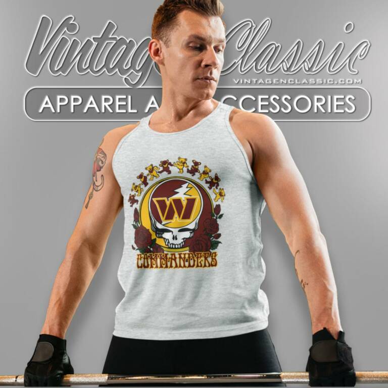 Washington Commanders Grateful Dead Roses Dancing Bears Tank Top Racerback Washington Commanders Grateful Dead Roses Dancing Bears Tank Top Racerback