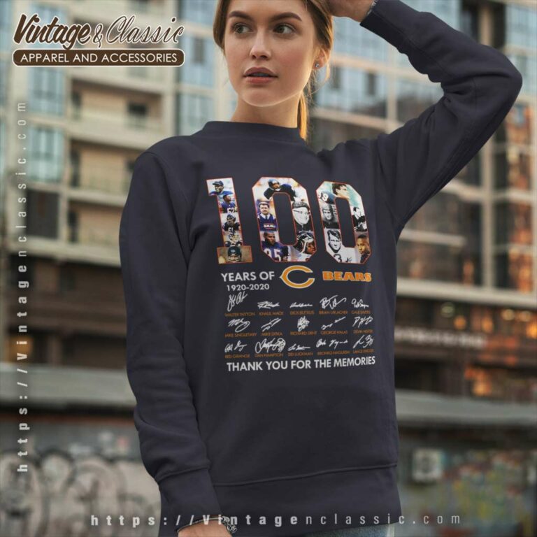 100 Years Of Chicago Bears 1920 2020 Signature Thank You For The Memories Sweatshirt 100 Years Of Chicago Bears 1920 2020 Signature Thank You For The Memories Sweatshirt