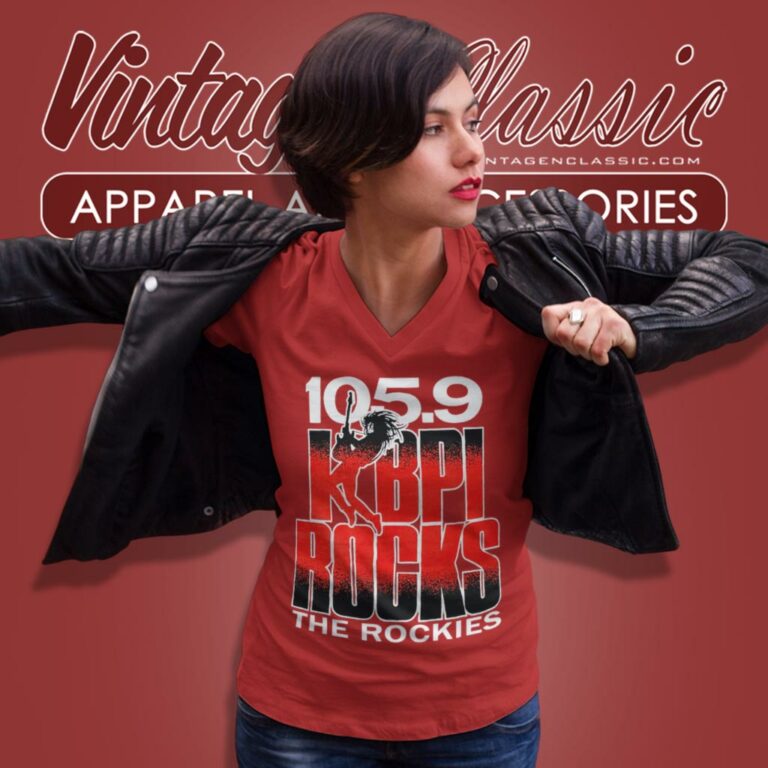 105 9 1079 Kbpi Rocks The Rockies V Neck TShirt 105 9 1079 Kbpi Rocks The Rockies V Neck TShirt