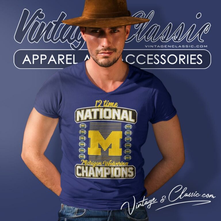 12 Time National Champions Michigan Wolverines College Football Playoff 2023 V Neck TShirt 12 Time National Champions Michigan Wolverines College Football Playoff 2023 V Neck TShirt