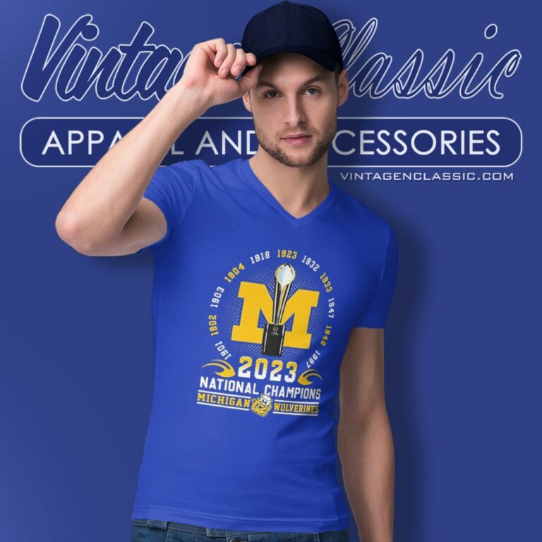 12 Time National Champions Trophy Michigan Football V Neck TShirt 12 Time National Champions Trophy Michigan Football V Neck TShirt