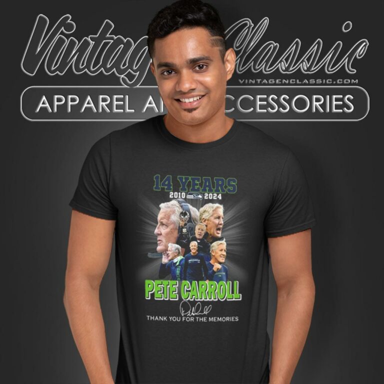 14 Years 2010 2024 Pete Carroll Thank You For The Memories T Shirt 14 Years 2010 2024 Pete Carroll Thank You For The Memories T Shirt