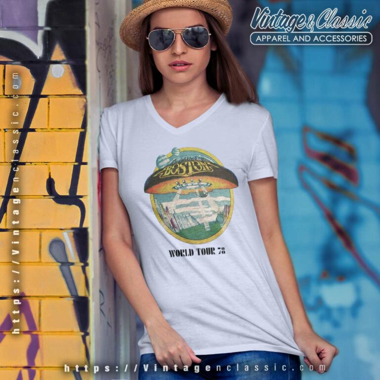 1978 Boston World Tour Halloween V Neck TShirt 1978 Boston World Tour Halloween V Neck TShirt