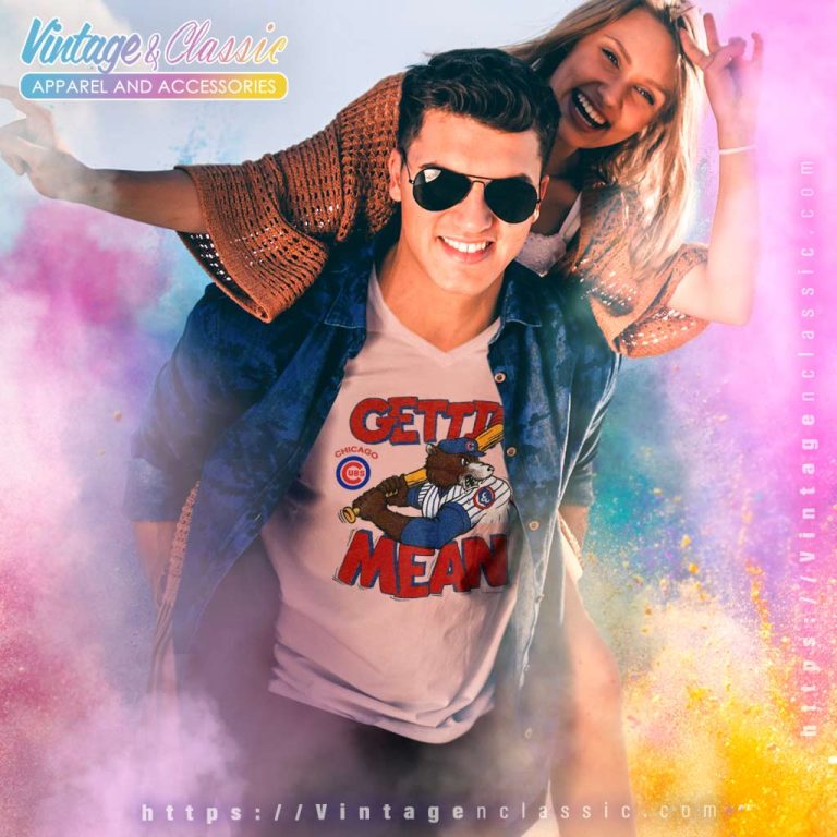 1984 Chicago Cubs Gettin Mean V Neck TShirt 1984 Chicago Cubs Gettin Mean V Neck TShirt