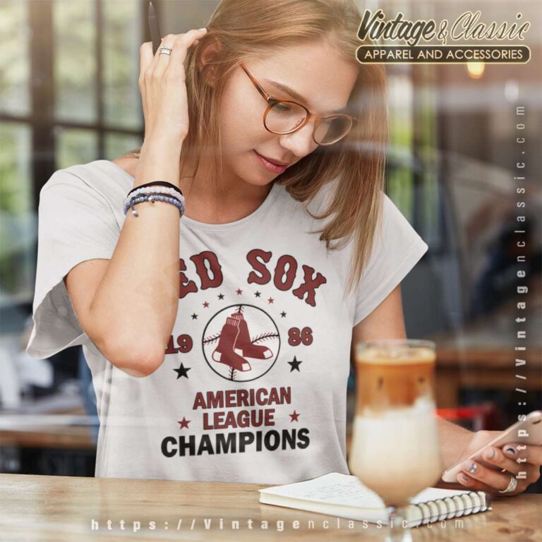 1986 Boston Red Sox American League Champions Logo Women TShirt 1986 Boston Red Sox American League Champions Logo Women TShirt