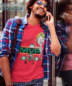 1986 Larry Bird Mvp Boston Celtics V Neck TShirt