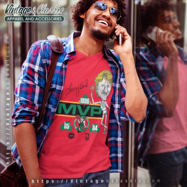 1986 Larry Bird Mvp Boston Celtics V Neck TShirt 1986 Larry Bird Mvp Boston Celtics V Neck TShirt