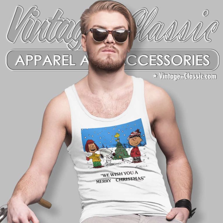 1987 Peanuts We Wish You A Merry Christmas Tank Top Racerback 1987 Peanuts We Wish You A Merry Christmas Tank Top Racerback