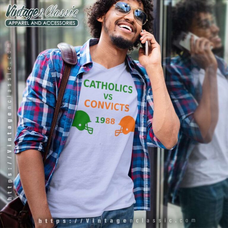 1988 Catholics Vs Convicts V Neck TShirt 1988 Catholics Vs Convicts V Neck TShirt